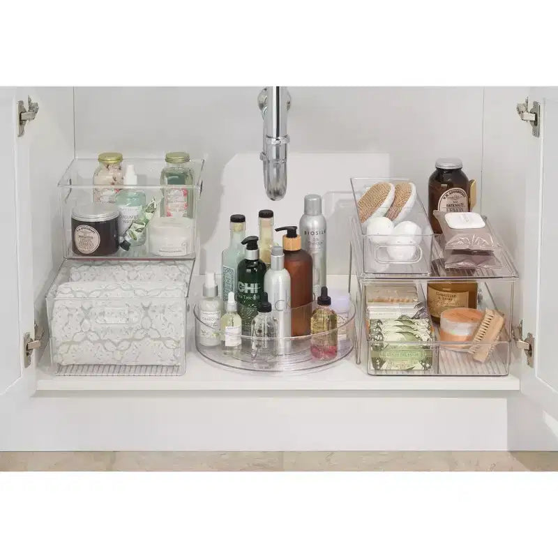 Organisateur rotatif à plateau, plastique transparent, plateau tournant de 30 cm pour salle de bain, cuisine ou garde-manger