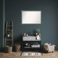 Miroir mural de salle de bain en bois non biseauté, 40"x28", cadre recyclé sarcelle/gris, à fixation murale