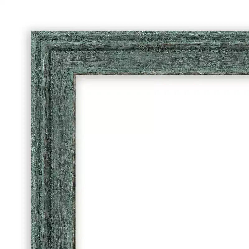 Miroir de porte sur toute la longueur, sans biseau, 18"x52", cadre en bois gris-bleu sarcelle recyclé