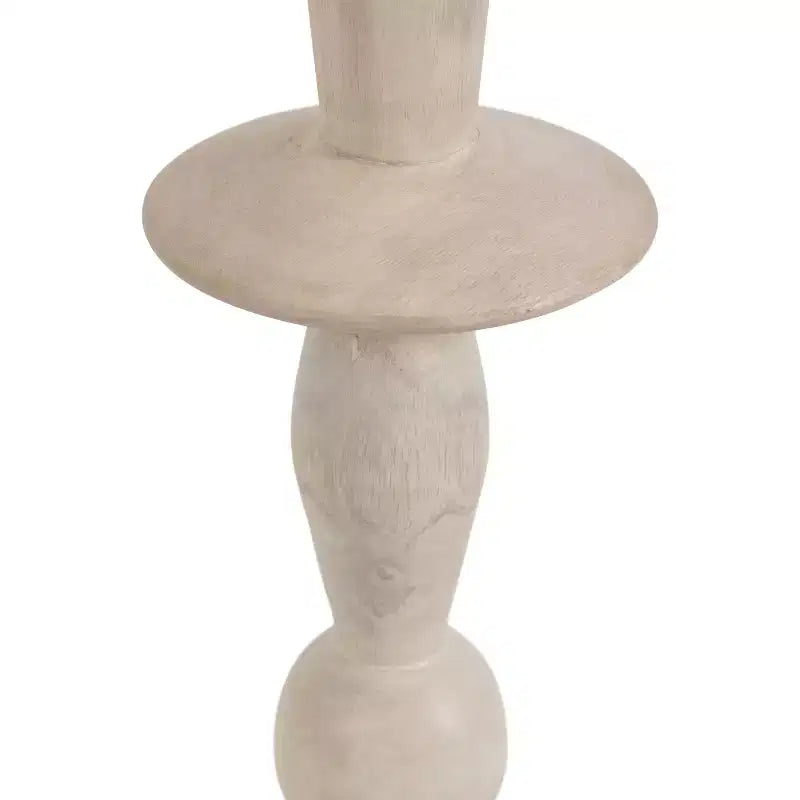 Table d'appoint ronde en bois de manguier avec base en marbre, 23 x 56 cm, finition blanchie