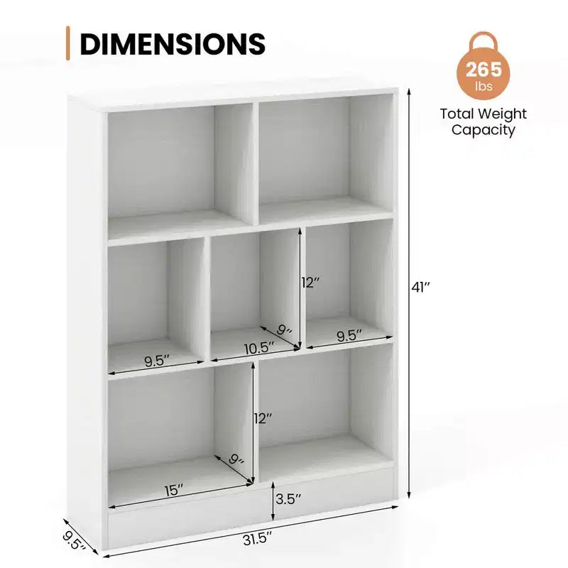 Étagère à livres pour enfants à 7 cubes, organiseur de jouets, bibliothèque autoportante de 104 cm, marron/blanc