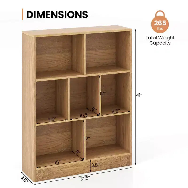 Étagère à livres pour enfants à 7 cubes, organiseur de jouets, bibliothèque autoportante de 104 cm, marron/blanc