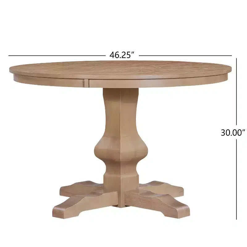 Table de salle à manger ronde en bois rustique de 46 po avec pied piédestal, 4 places, capacité de 300 lb