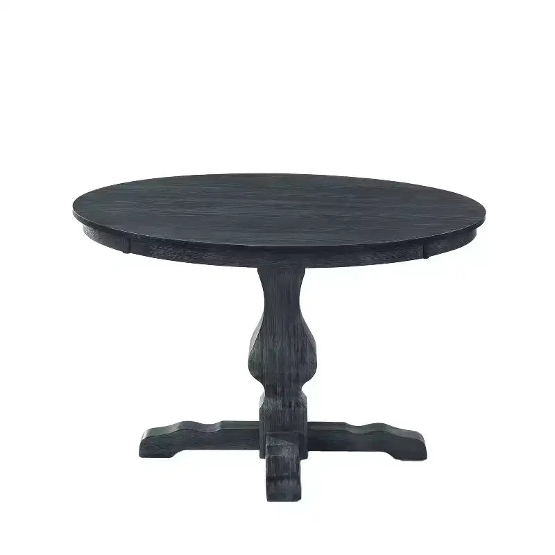 46" Round Rustic Wood Dining Table with Pedestal Leg, Seats 4, 300 lb Capacity