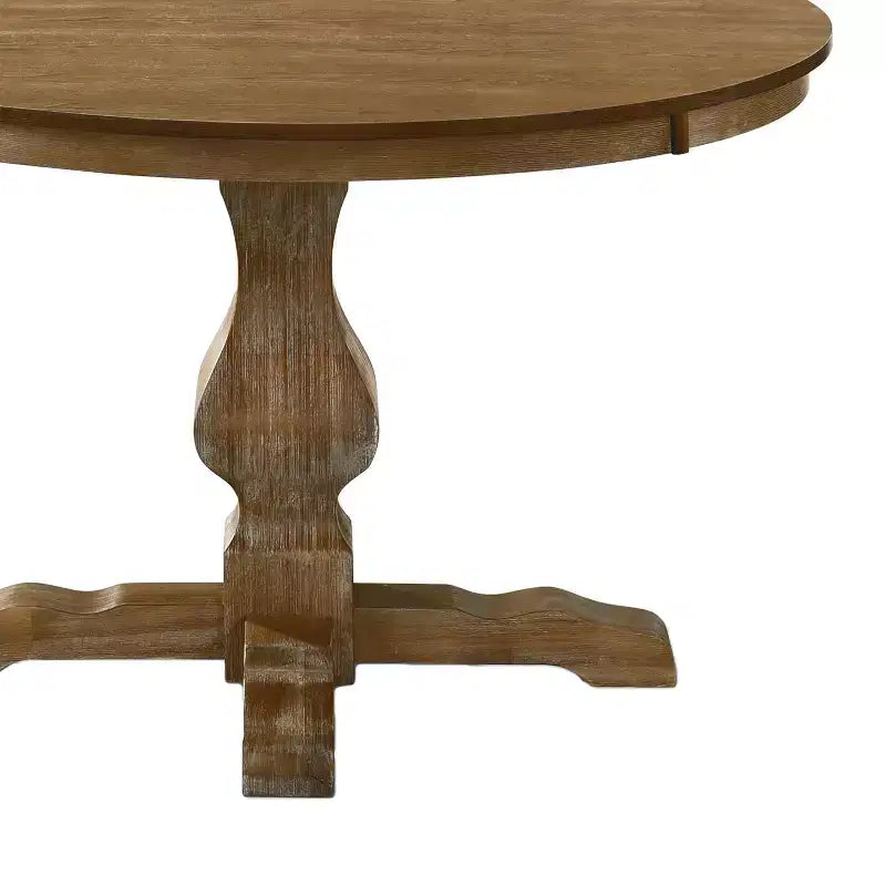 Table de salle à manger ronde en bois rustique de 46 po avec pied piédestal, 4 places, capacité de 300 lb