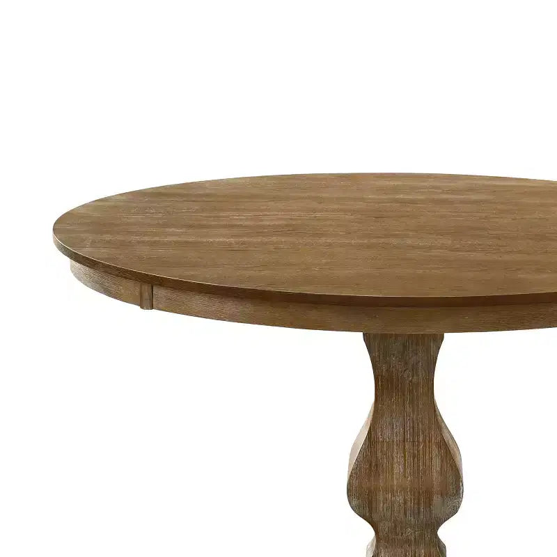 Table de salle à manger ronde en bois rustique de 46 po avec pied piédestal, 4 places, capacité de 300 lb