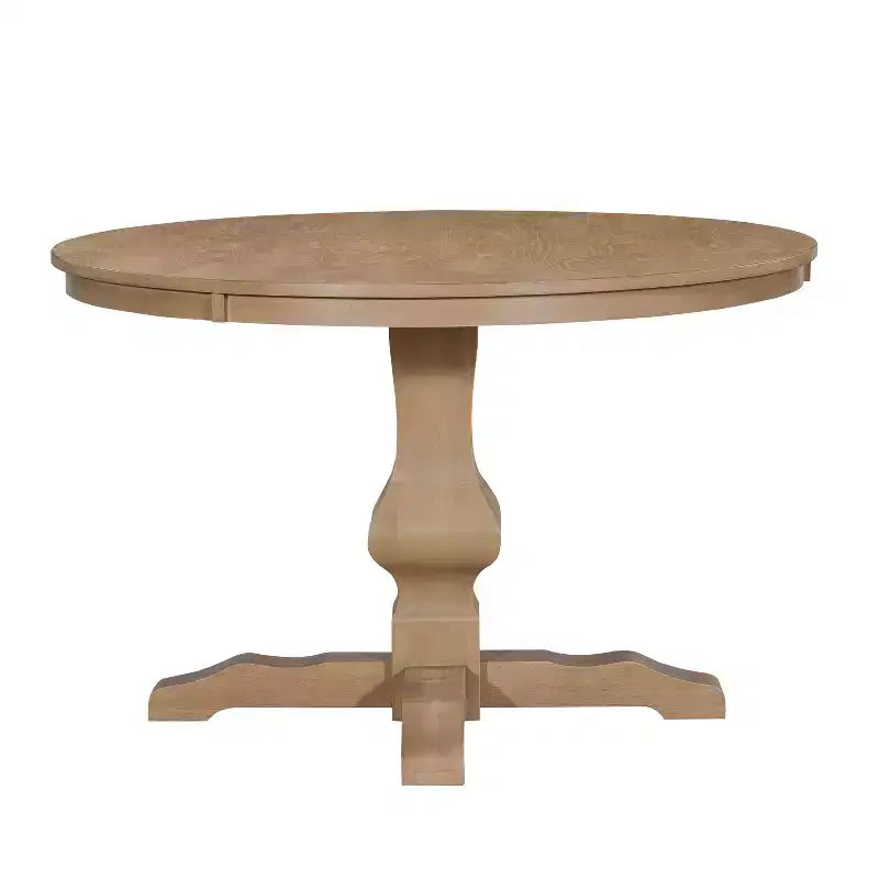 Table de salle à manger ronde en bois rustique de 46 po avec pied piédestal, 4 places, capacité de 300 lb