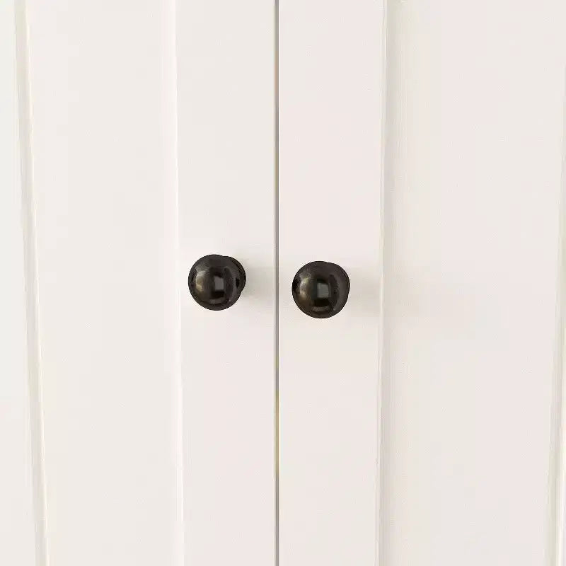 Armoire-penderie blanche avec deux portes, un tiroir et 4 niveaux de rangement