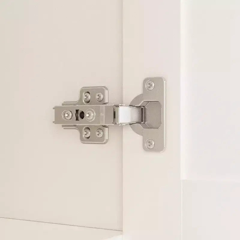 Armoire-penderie blanche avec deux portes, un tiroir et 4 niveaux de rangement
