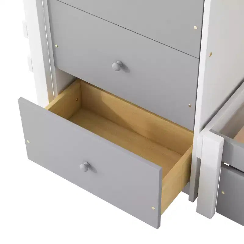 Lit superposé jumeau en bois avec 6 tiroirs et échelle, pin et MDF, 300 lb par lit