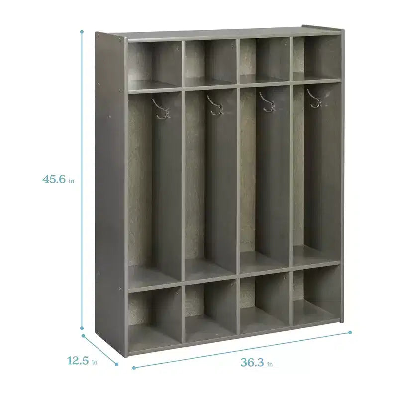 Casier à Manteaux pour Enfants à 4 Sections avec Rangement Cubby, Mobilier de Classe, Contreplaqué de Bouleau