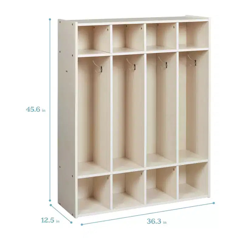 Casier à Manteaux pour Enfants à 4 Sections avec Rangement Cubby, Mobilier de Classe, Contreplaqué de Bouleau