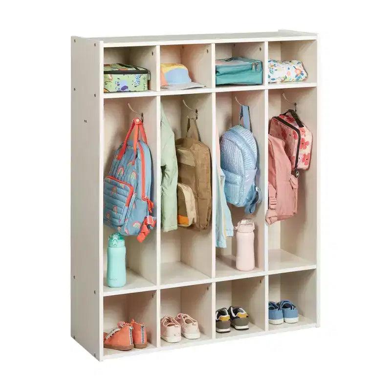 Casier à Manteaux pour Enfants à 4 Sections avec Rangement Cubby, Mobilier de Classe, Contreplaqué de Bouleau