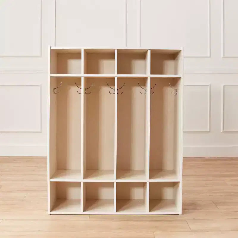 Casier à Manteaux pour Enfants à 4 Sections avec Rangement Cubby, Mobilier de Classe, Contreplaqué de Bouleau