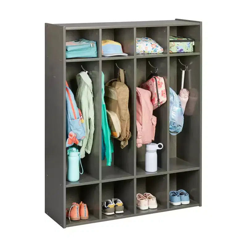 Casier à Manteaux pour Enfants à 4 Sections avec Rangement Cubby, Mobilier de Classe, Contreplaqué de Bouleau