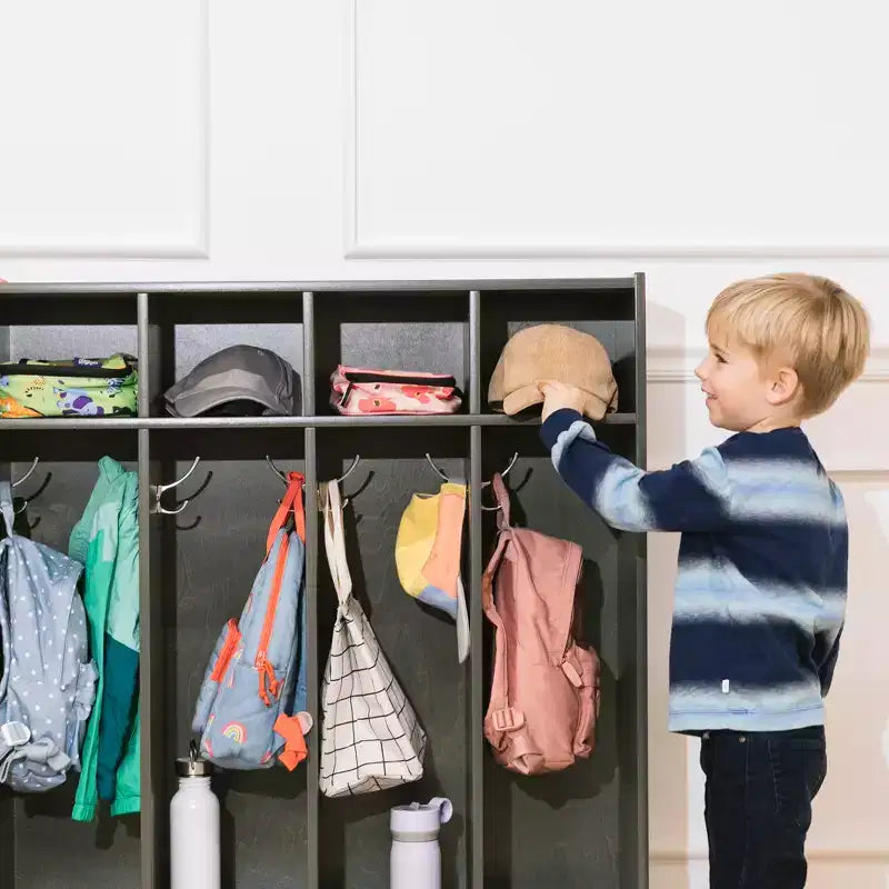 Casier à Manteaux pour Enfants à 4 Sections avec Rangement Cubby, Mobilier de Classe, Contreplaqué de Bouleau