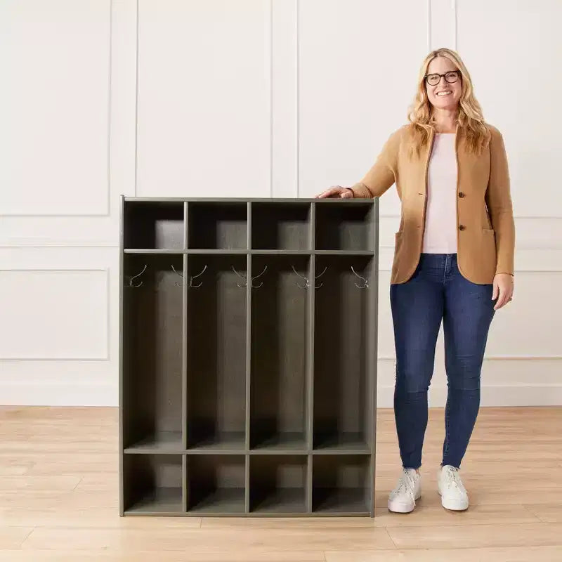 Casier à Manteaux pour Enfants à 4 Sections avec Rangement Cubby, Mobilier de Classe, Contreplaqué de Bouleau