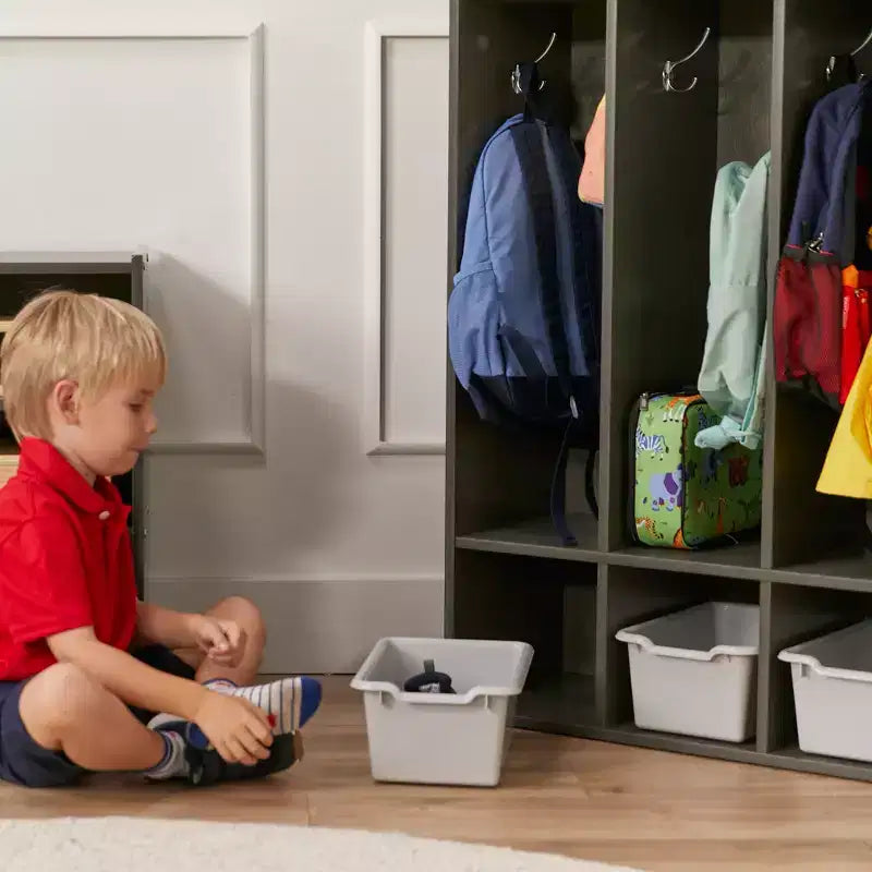 Casier à Manteaux pour Enfants à 4 Sections avec Rangement Cubby, Mobilier de Classe, Contreplaqué de Bouleau