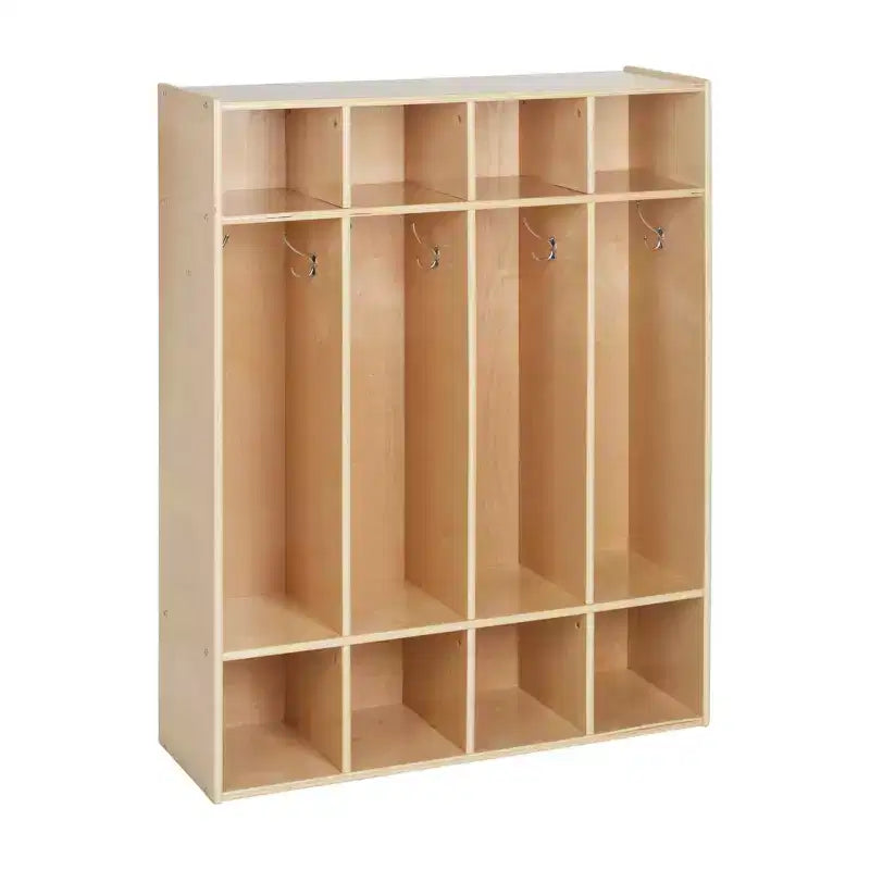 Casier à Manteaux pour Enfants à 4 Sections avec Rangement Cubby, Mobilier de Classe, Contreplaqué de Bouleau