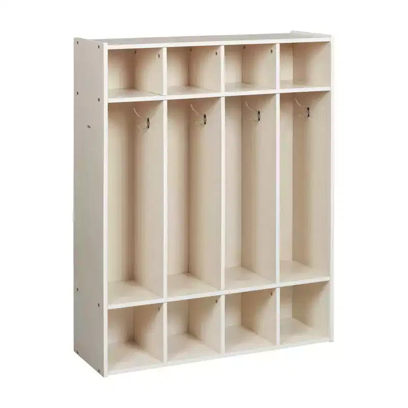 Casier à Manteaux pour Enfants à 4 Sections avec Rangement Cubby, Mobilier de Classe, Contreplaqué de Bouleau