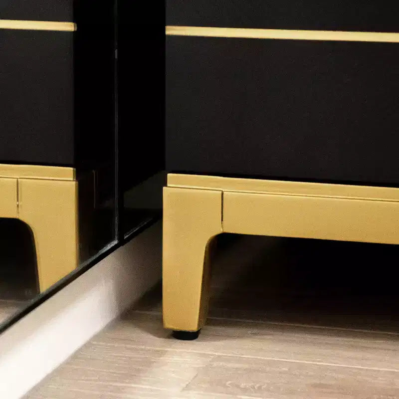 Table d'appoint de rangement contemporaine glamour de 21" de large avec 2 tiroirs, en bouleau noir expresso et or