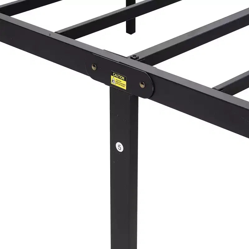 Cadre de lit Queen/King size avec tête de lit en bois, plateforme en métal, pas besoin de sommier tapissier, lattes en acier robustes, marron