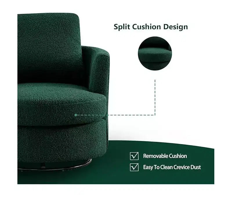 Fauteuil d'appoint pivotant en bouclette, 81 cm de large, cadre en bois et acier, capacité de 136 kg