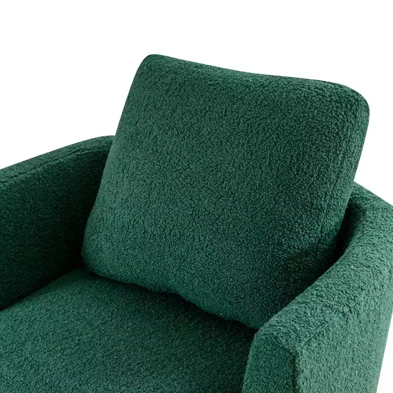 Fauteuil d'appoint pivotant en bouclette, 81 cm de large, cadre en bois et acier, capacité de 136 kg
