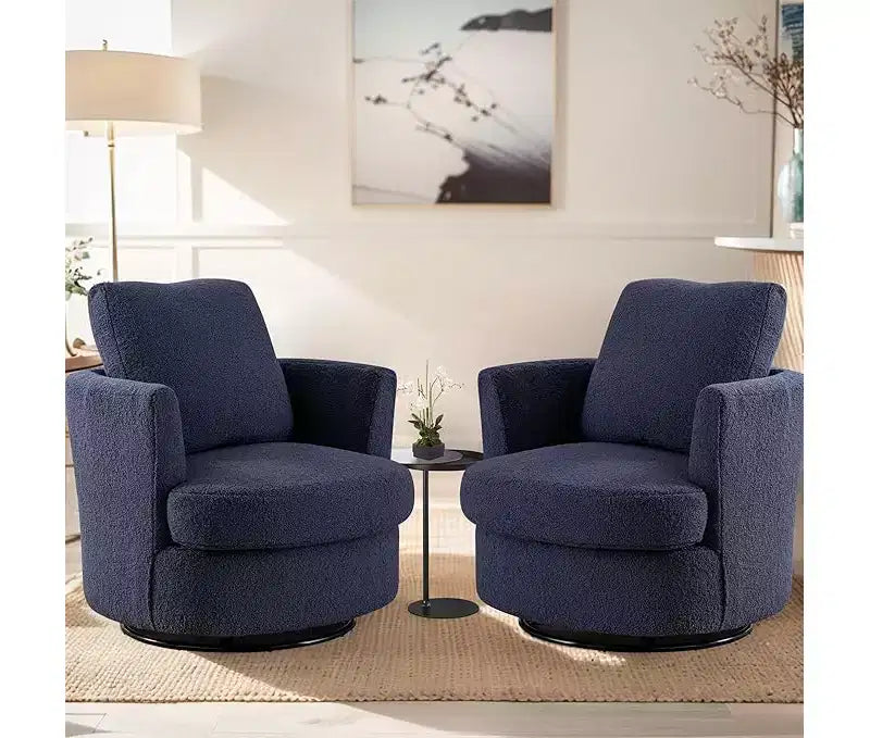 Fauteuil d'appoint pivotant en bouclette, 81 cm de large, cadre en bois et acier, capacité de 136 kg