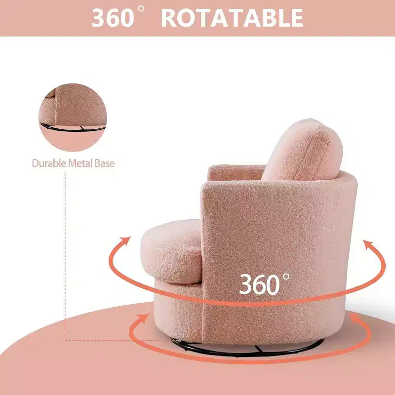 Fauteuil d'appoint pivotant en bouclette, 81 cm de large, cadre en bois et acier, capacité de 136 kg
