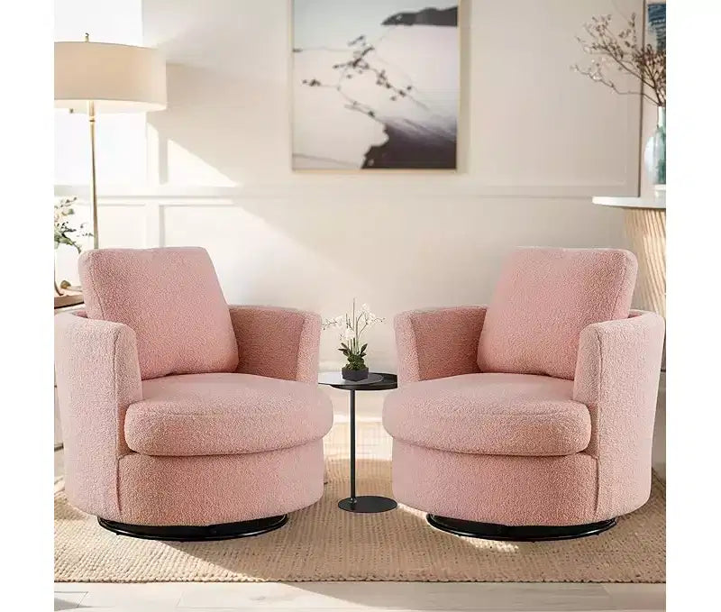 Fauteuil d'appoint pivotant en bouclette, 81 cm de large, cadre en bois et acier, capacité de 136 kg