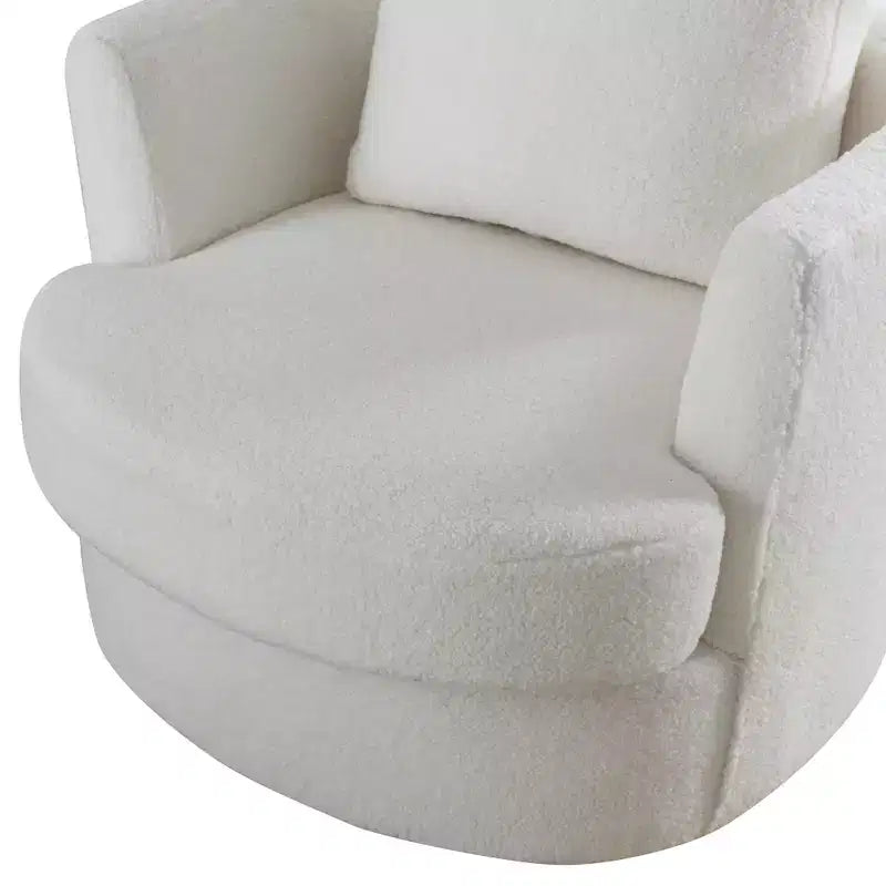 Fauteuil d'appoint pivotant en bouclette, 81 cm de large, cadre en bois et acier, capacité de 136 kg