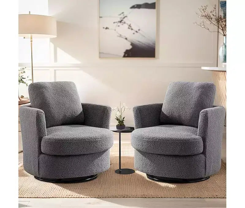 Fauteuil d'appoint pivotant en bouclette, 81 cm de large, cadre en bois et acier, capacité de 136 kg