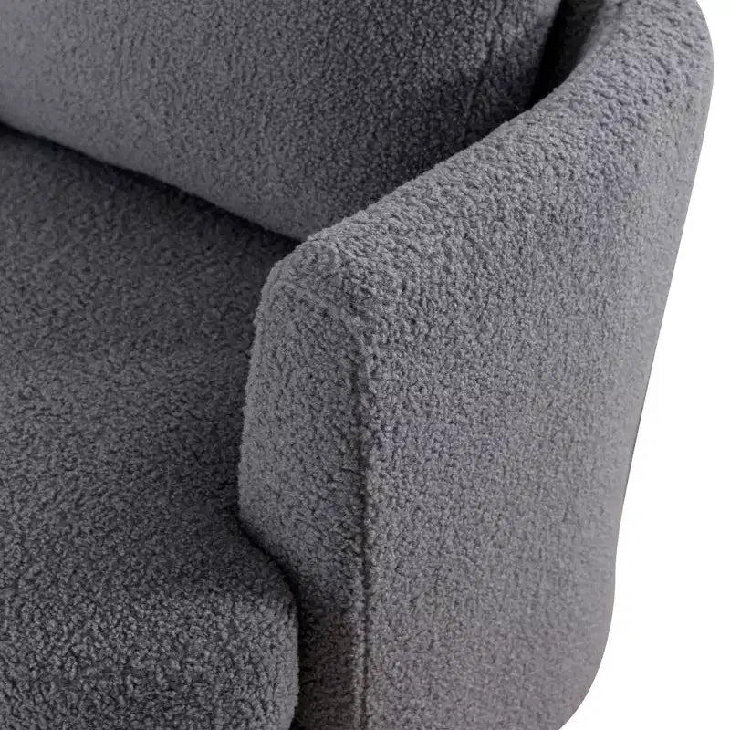Fauteuil d'appoint pivotant en bouclette, 81 cm de large, cadre en bois et acier, capacité de 136 kg