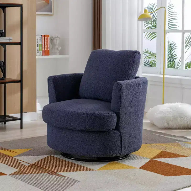 Fauteuil d'appoint pivotant en bouclette, 81 cm de large, cadre en bois et acier, capacité de 136 kg