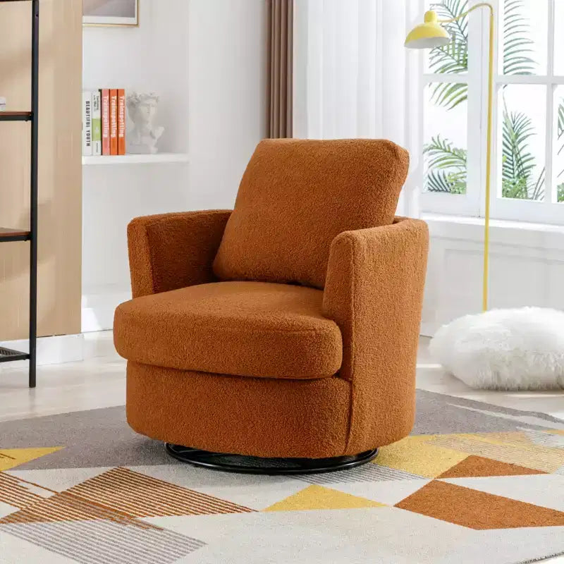 Fauteuil d'appoint pivotant en bouclette, 81 cm de large, cadre en bois et acier, capacité de 136 kg