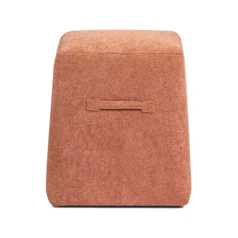 Pouf rembourré carré effilé 40 cm, en tissu peluche Teddy orange épicé