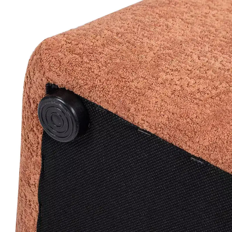 Pouf rembourré carré effilé 40 cm, en tissu peluche Teddy orange épicé