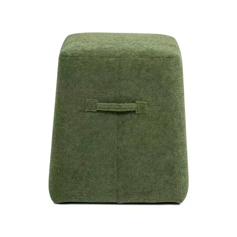 Pouf rembourré carré effilé 40 cm, en tissu peluche Teddy orange épicé