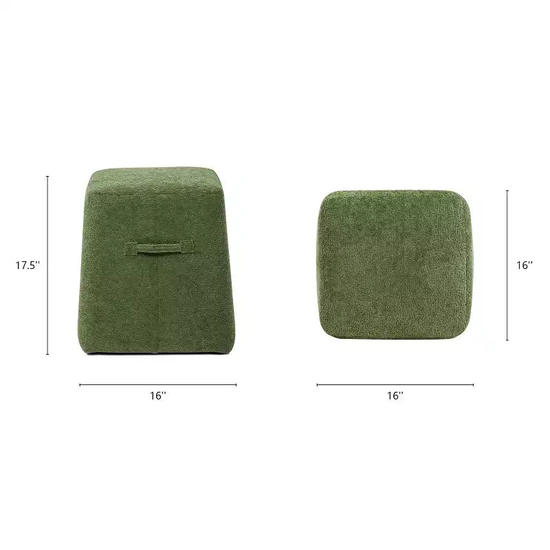 Pouf rembourré carré effilé 40 cm, en tissu peluche Teddy orange épicé