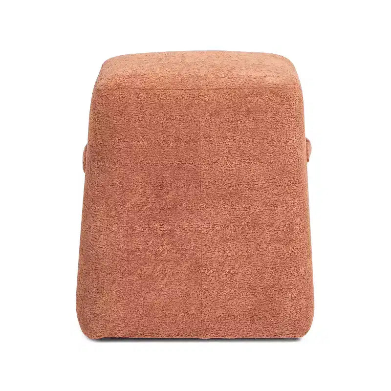 Pouf rembourré carré effilé 40 cm, en tissu peluche Teddy orange épicé
