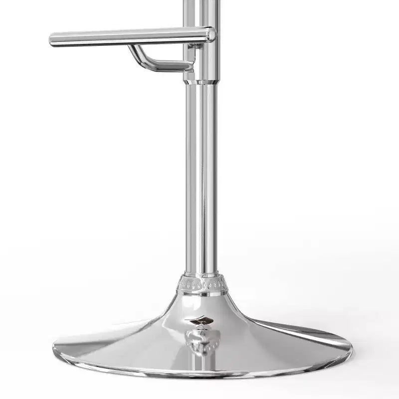 Tabouret de bar pivotant réglable, similicuir blanc, dossier rembourré en mousse, pieds en acier, hauteur comptoir à bar