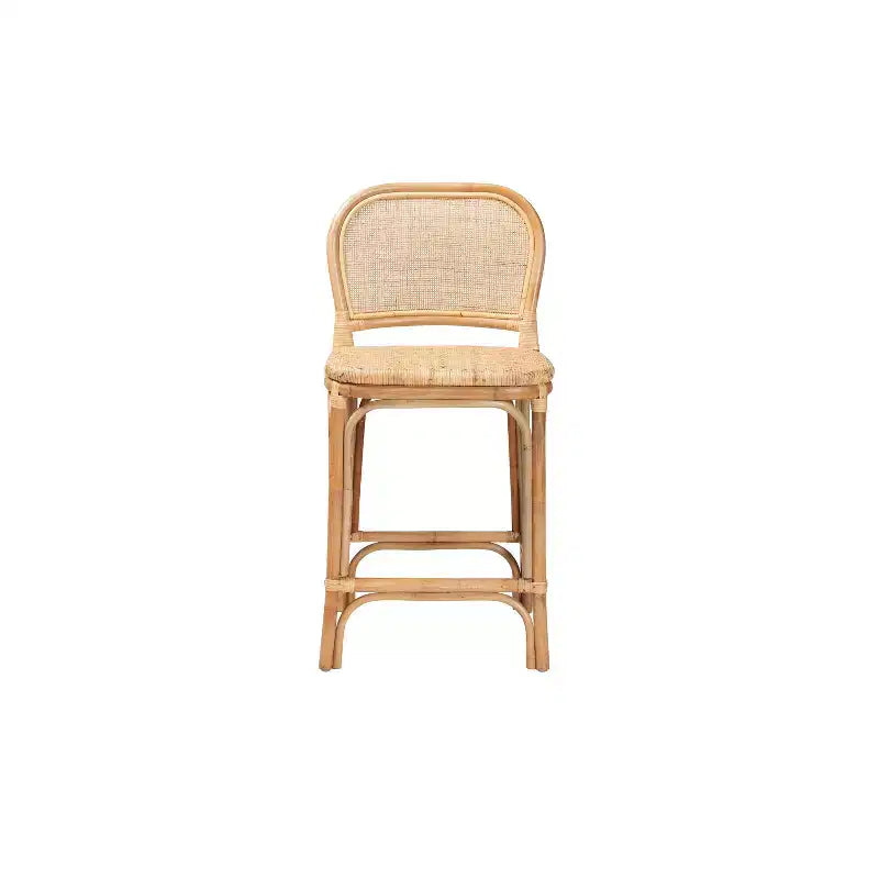 Tabouret de bar en rotin hauteur comptoir, Marron naturel, Hauteur fixe, Aucun assemblage requis, Nettoyage des taches