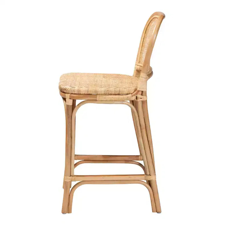 Tabouret de bar en rotin hauteur comptoir, Marron naturel, Hauteur fixe, Aucun assemblage requis, Nettoyage des taches