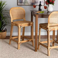 Tabouret de bar en rotin hauteur comptoir, Marron naturel, Hauteur fixe, Aucun assemblage requis, Nettoyage des taches