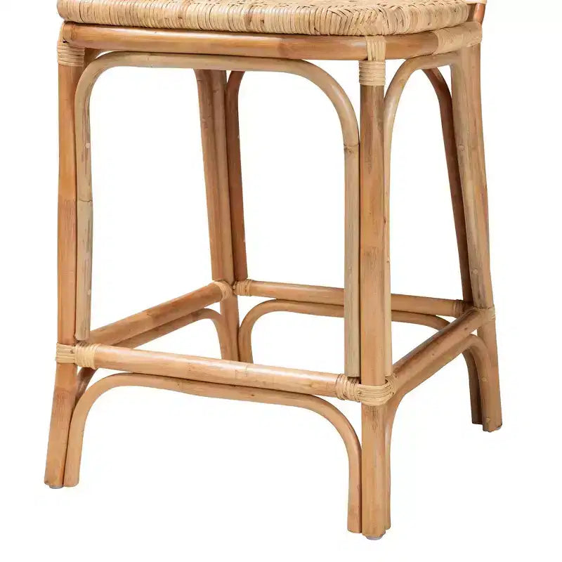 Tabouret de bar en rotin hauteur comptoir, Marron naturel, Hauteur fixe, Aucun assemblage requis, Nettoyage des taches