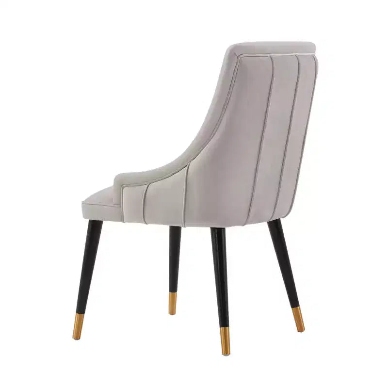 Chaise de salle à manger moderne capitonnée en velours et similicuir, structure en bois d'orme, gris, aucun assemblage requis.