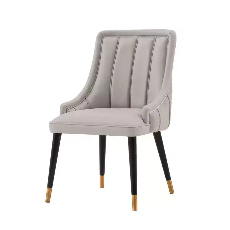 Chaise de salle à manger moderne capitonnée en velours et similicuir, structure en bois d'orme, gris, aucun assemblage requis.