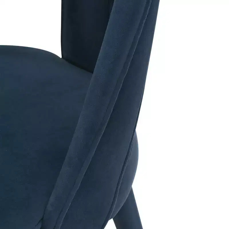 Chaise de salle à manger moderne en velours bleu nuit, structure en bois d'orme, embouts dorés, aucun assemblage requis