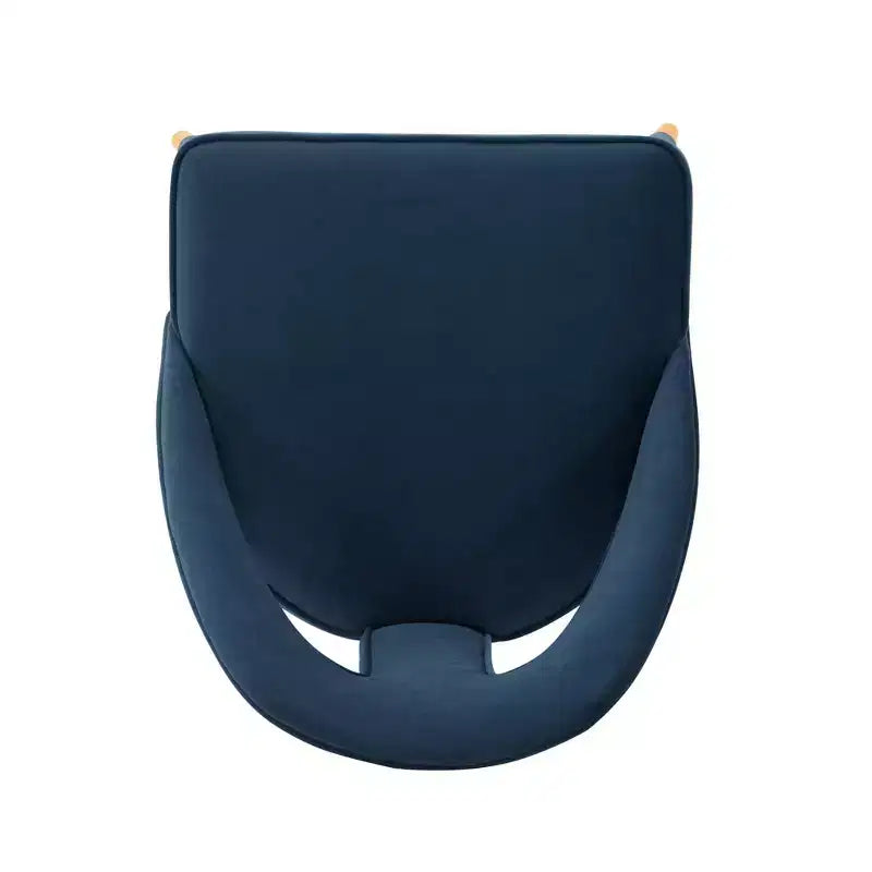 Chaise de salle à manger moderne en velours bleu nuit, structure en bois d'orme, embouts dorés, aucun assemblage requis